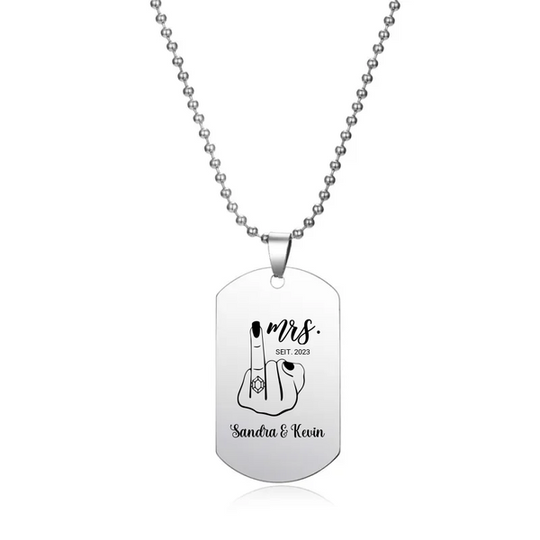 Vergeben Dog Tag Halskette für Damen Gravur Schwarz